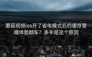 蘑菇视频ios开了省电模式后的缓存管理体验翻车？多半是这个原因