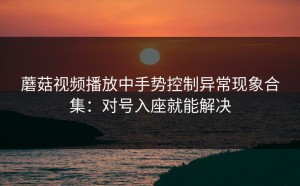 蘑菇视频播放中手势控制异常现象合集：对号入座就能解决