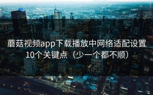 蘑菇视频app下载播放中网络适配设置10个关键点（少一个都不顺）