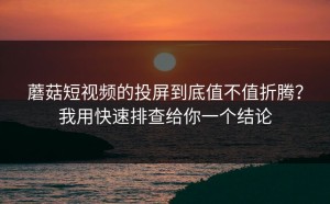 蘑菇短视频的投屏到底值不值折腾？我用快速排查给你一个结论