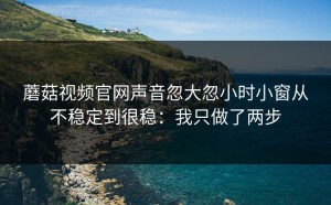 蘑菇视频官网声音忽大忽小时小窗从不稳定到很稳：我只做了两步