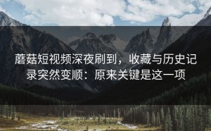 蘑菇短视频深夜刷到，收藏与历史记录突然变顺：原来关键是这一项