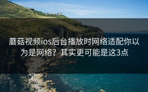蘑菇视频ios后台播放时网络适配你以为是网络？其实更可能是这3点