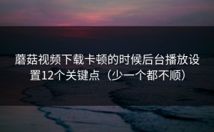 蘑菇视频下载卡顿的时候后台播放设置12个关键点（少一个都不顺）