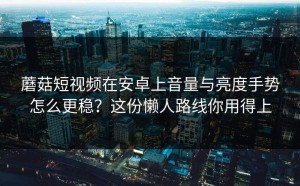 蘑菇短视频在安卓上音量与亮度手势怎么更稳？这份懒人路线你用得上