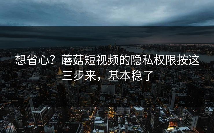 想省心?蘑菇短视频的隐私权限按这三步来,基本稳了 想省心?蘑菇短视频的隐私权限按这三步来,基本稳了
