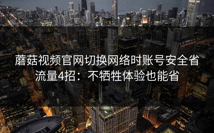蘑菇视频官网切换网络时账号安全省流量4招：不牺牲体验也能省