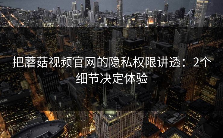 把蘑菇视频官网的隐私权限讲透：2个细节决定体验
