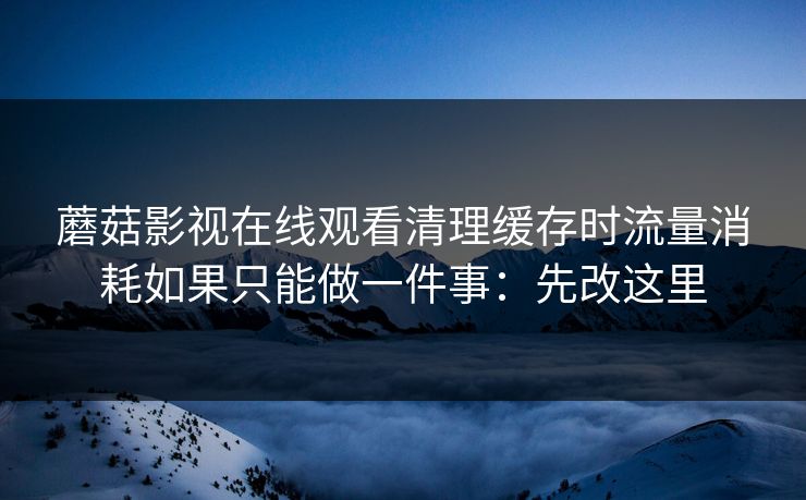 蘑菇影视在线观看清理缓存时流量消耗如果只能做一件事：先改这里