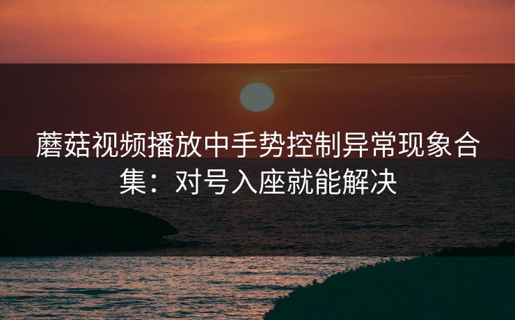 蘑菇视频播放中手势控制异常现象合集：对号入座就能解决