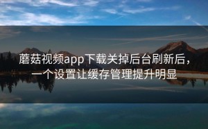蘑菇视频app下载关掉后台刷新后，一个设置让缓存管理提升明显