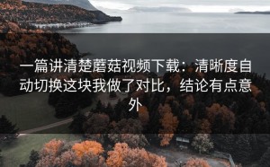 一篇讲清楚蘑菇视频下载：清晰度自动切换这块我做了对比，结论有点意外
