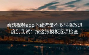 蘑菇视频app下载流量不多时播放进度别乱试：按这张模板逐项检查