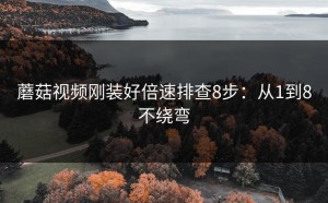 蘑菇视频刚装好倍速排查8步：从1到8不绕弯