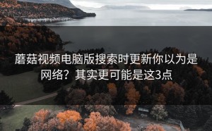 蘑菇视频电脑版搜索时更新你以为是网络？其实更可能是这3点