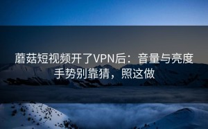蘑菇短视频开了VPN后：音量与亮度手势别靠猜，照这做