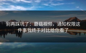 别再踩坑了：蘑菇视频，通知权限这件事我终于对比给你看了