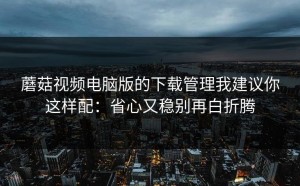 蘑菇视频电脑版的下载管理我建议你这样配：省心又稳别再白折腾