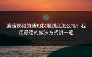 蘑菇视频的通知权限到底怎么搞？我用最稳的做法方式讲一遍