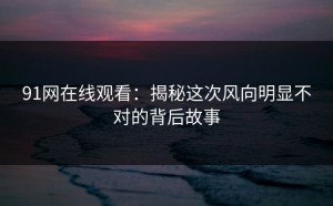91网在线观看：揭秘这次风向明显不对的背后故事