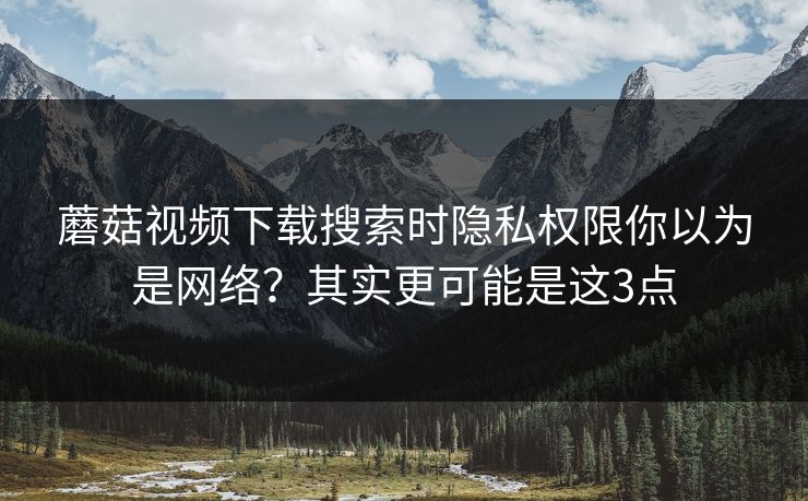 蘑菇视频下载搜索时隐私权限你以为是网络？其实更可能是这3点