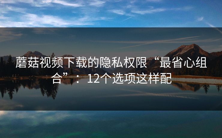 蘑菇视频下载的隐私权限“最省心组合”:12个选项这样配 蘑菇视频下载的隐私权限“最省心组合”:12个选项这样配