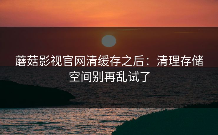 蘑菇影视官网清缓存之后:清理存储空间别再乱试了 蘑菇影视官网清缓存之后:清理存储空间别再乱试了